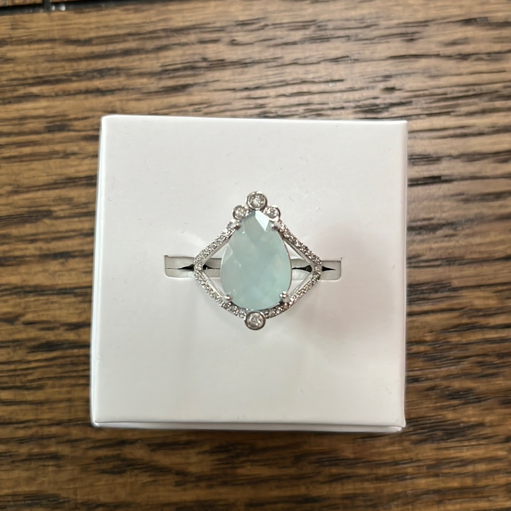 Solid .925 Sterling Silver Band With Lab Created Mint Spinel And Light Amethyst